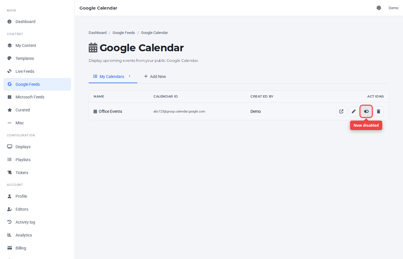 Toggle now disabled (grey)