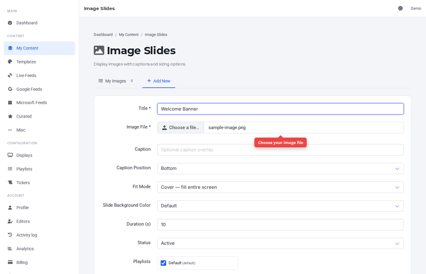 Form with file input highlighted