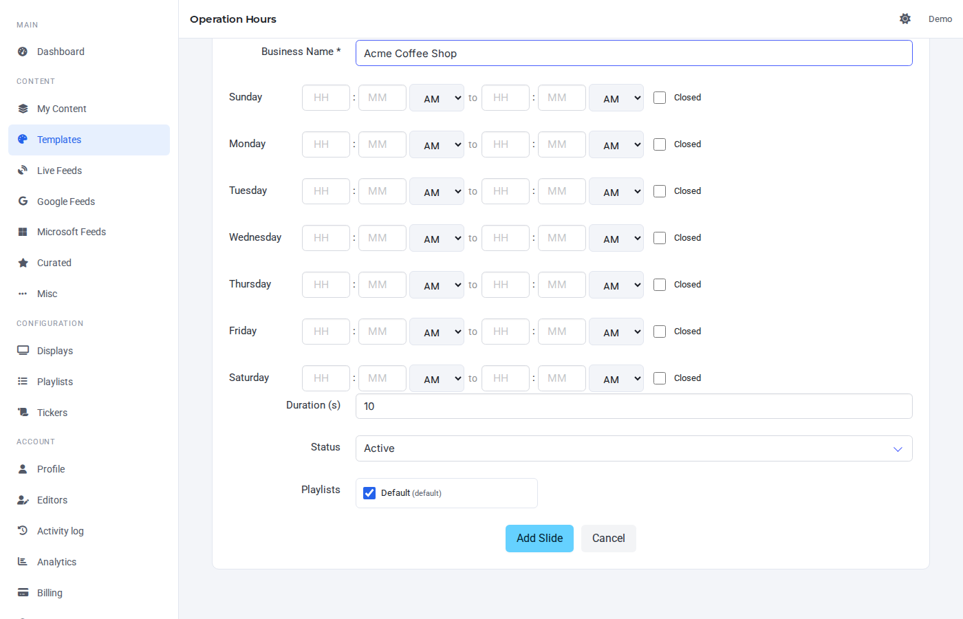 My Slides tab with the new entry highlighted