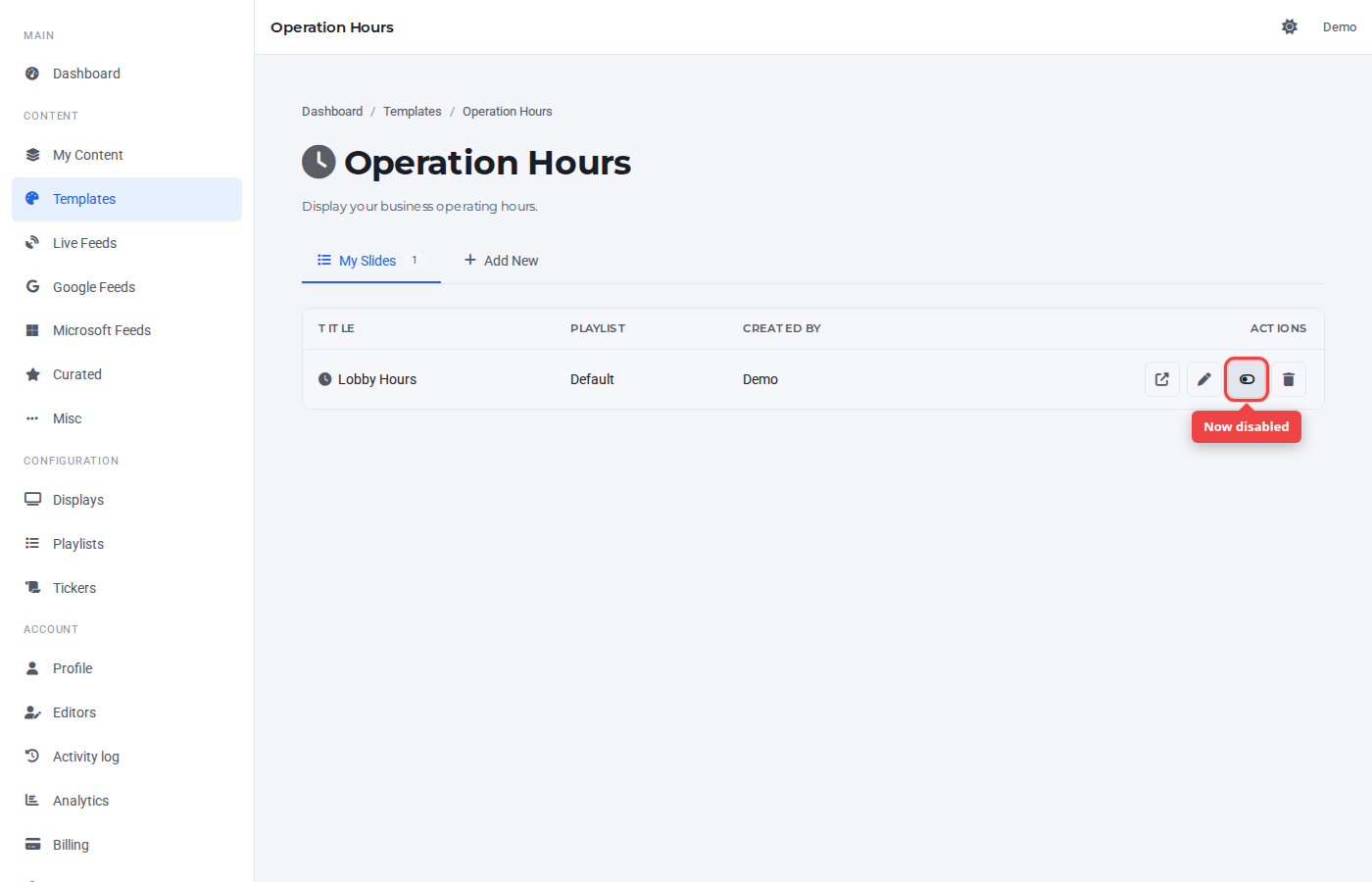 Toggle now disabled (grey)