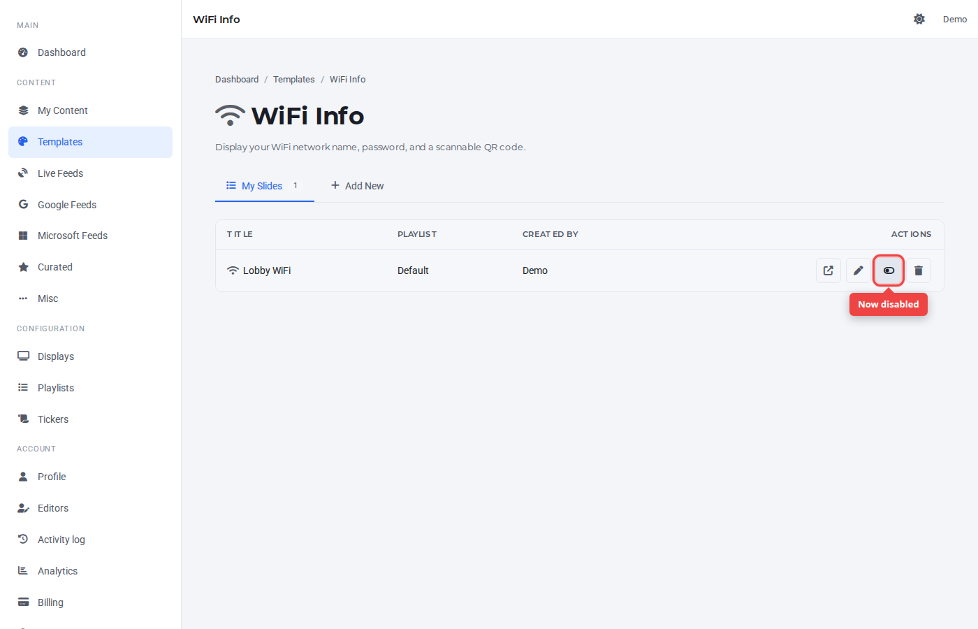Toggle now disabled (grey)